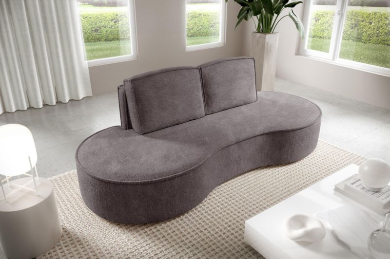 Sofa Bettso Flow zaokrąglone boki z poduszkami w tkaninie abriamo szary 1szt.