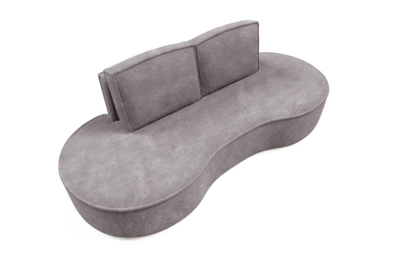 Sofa Bettso Flow zaokrąglone boki z poduszkami w tkaninie abriamo szary 1szt.