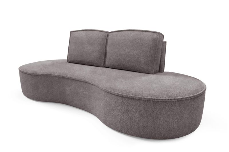 Sofa Bettso Flow zaokrąglone boki z poduszkami w tkaninie abriamo szary 1szt.