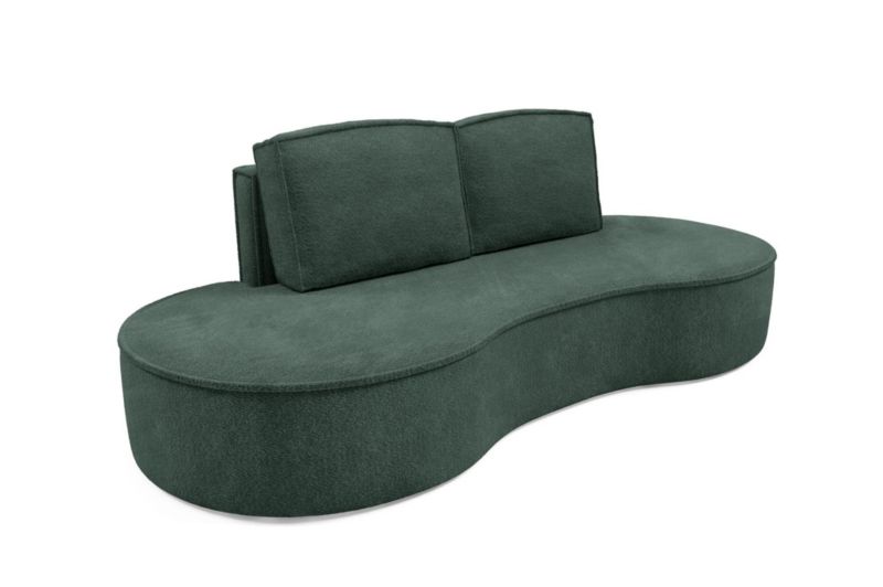 Sofa Bettso Flow zaokrąglone boki z poduszkami w tkaninie abriamo zielony 1szt.