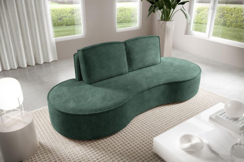 Sofa Bettso Flow zaokrąglone boki z poduszkami w tkaninie abriamo zielony 1szt.