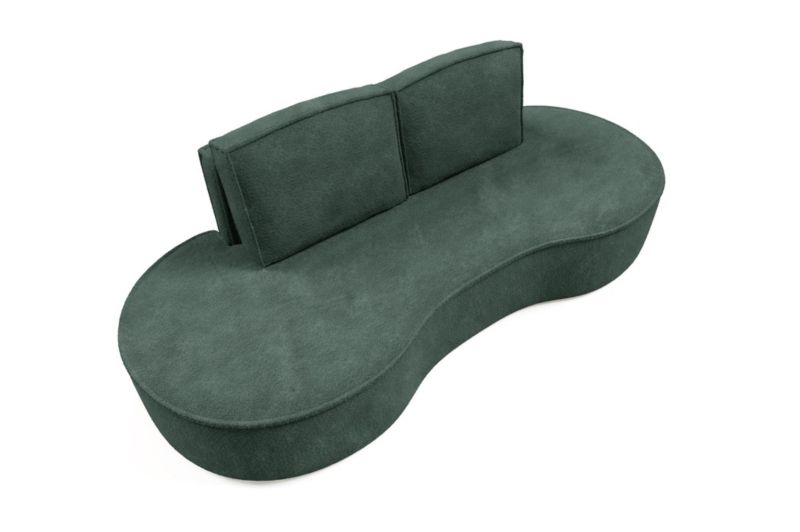 Sofa Bettso Flow zaokrąglone boki z poduszkami w tkaninie abriamo zielony 1szt.