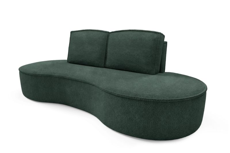 Sofa Bettso Flow zaokrąglone boki z poduszkami w tkaninie abriamo zielony 1szt.
