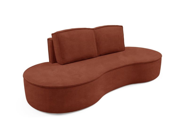 Sofa Bettso Flow zaokrąglone boki z poduszkami w tkaninie curio czerwony 1szt.