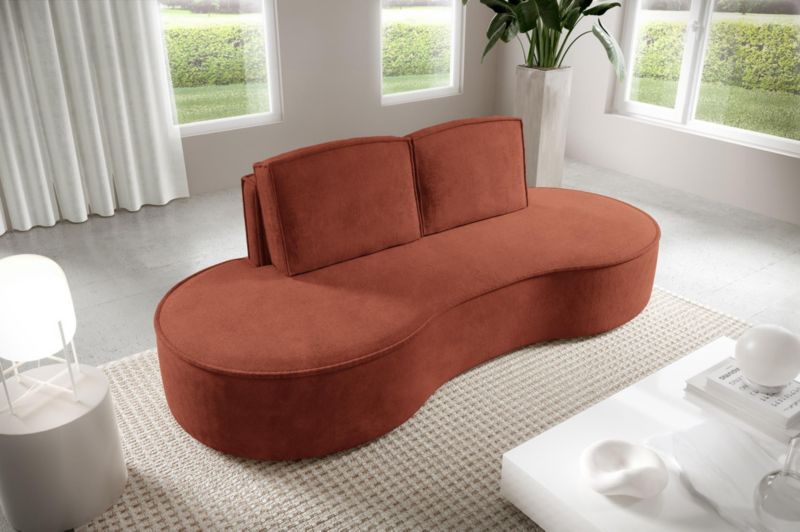Sofa Bettso Flow zaokrąglone boki z poduszkami w tkaninie curio czerwony 1szt.