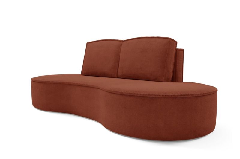 Sofa Bettso Flow zaokrąglone boki z poduszkami w tkaninie curio czerwony 1szt.