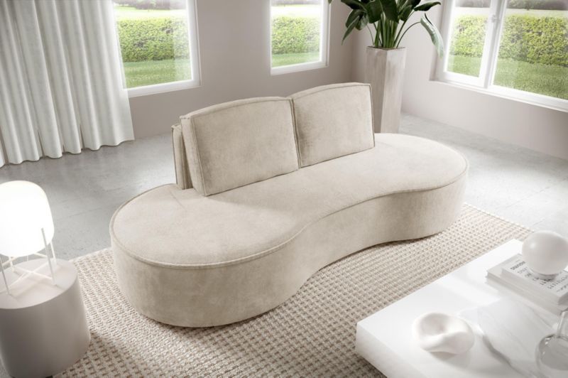 Sofa Bettso Flow zaokrąglone boki z poduszkami w tkaninie curio jasnobeżowy 1szt.