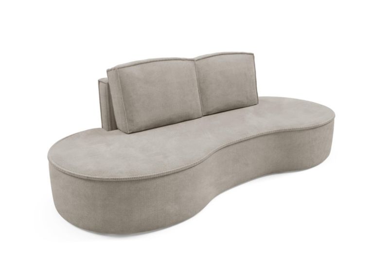 Sofa Bettso Flow zaokrąglone boki z poduszkami w tkaninie curio zimny beż 1szt.