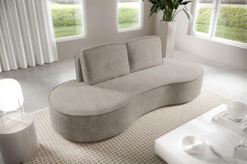Sofa Bettso Flow zaokrąglone boki z poduszkami w tkaninie curio zimny beż 1szt.