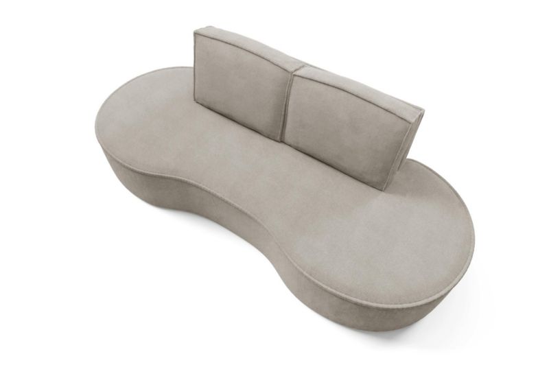 Sofa Bettso Flow zaokrąglone boki z poduszkami w tkaninie curio zimny beż 1szt.