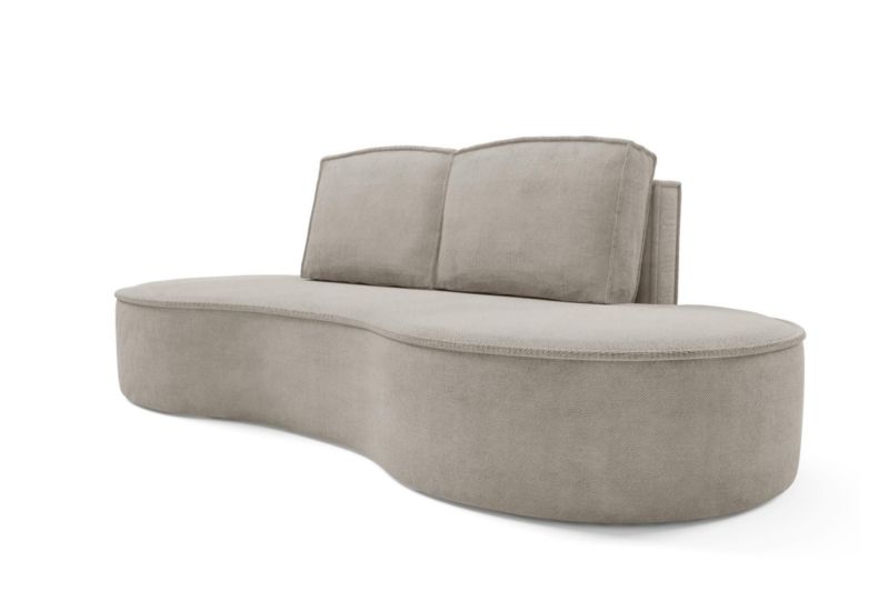 Sofa Bettso Flow zaokrąglone boki z poduszkami w tkaninie curio zimny beż 1szt.
