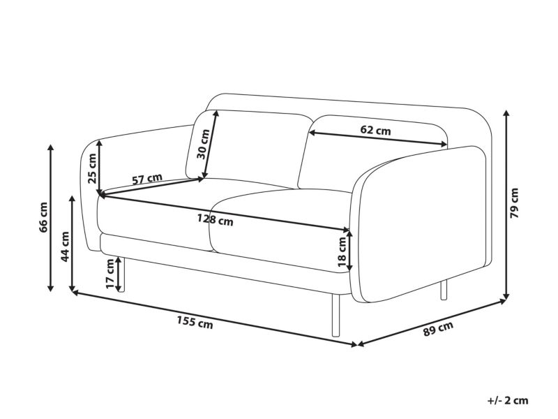 Sofa brązowa 2-osobowa Liland 1 szt.