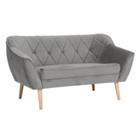 Sofa dwuosobowa Bettso Caro z pikowanym oparciem w stylu skandynawskim szary 1szt.