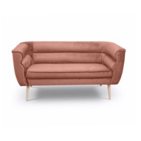 Sofa dwuosobowa Bettso Maro na drewnianych nogach w stylu skandynawskim róż indyjski 1szt.