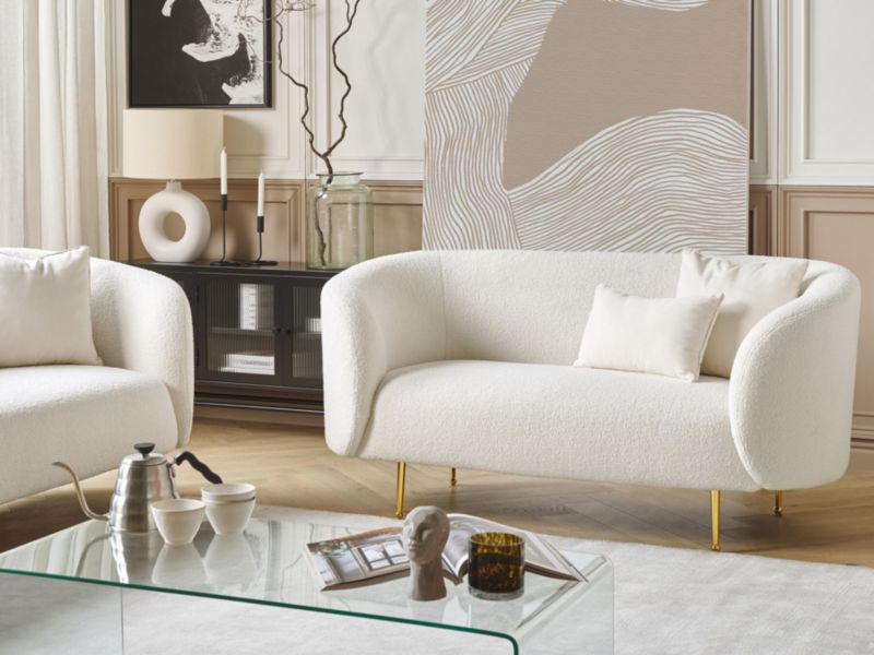 Sofa dwuosobowa boucle biała Loen 1 szt.