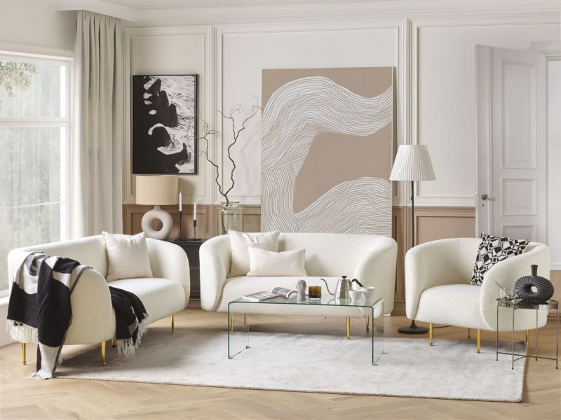 Sofa dwuosobowa boucle biała Loen 1 szt.