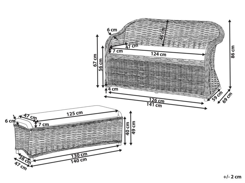 Sofa dwuosobowa Susua Rattan Naturalny 1 kpl
