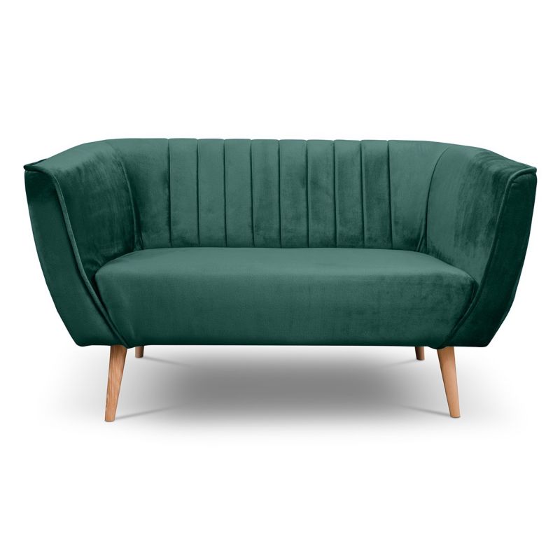 Sofa dwuosobowa z przeszyciami Bettso Pik nowoczesny na drewnianych ...