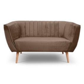 Sofa dwuosobowa z przeszyciami Bettso Pik nowoczesny na drewnianych nogach czekoladowy 1szt.