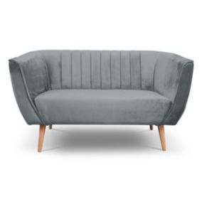 Sofa dwuosobowa z przeszyciami Bettso Pik nowoczesny na drewnianych nogach jasnoszary 1szt.