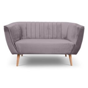 Sofa dwuosobowa z przeszyciami Bettso Pik nowoczesny na drewnianych nogach wrzosowy 1szt.