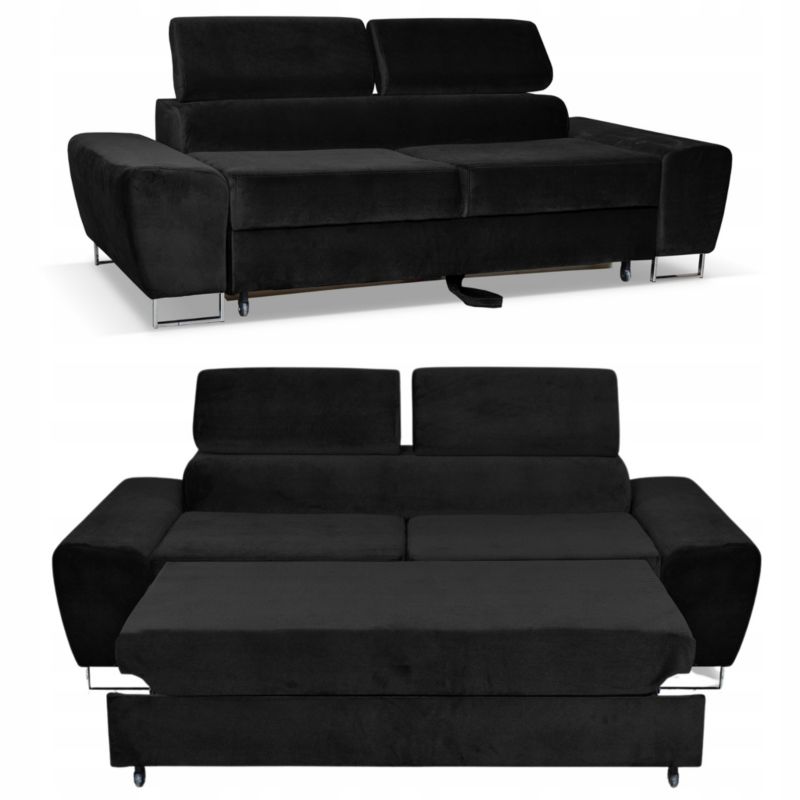 Sofa kanapa do salonu regulowany zagłówek Family Meble Bosso czarny 1szt