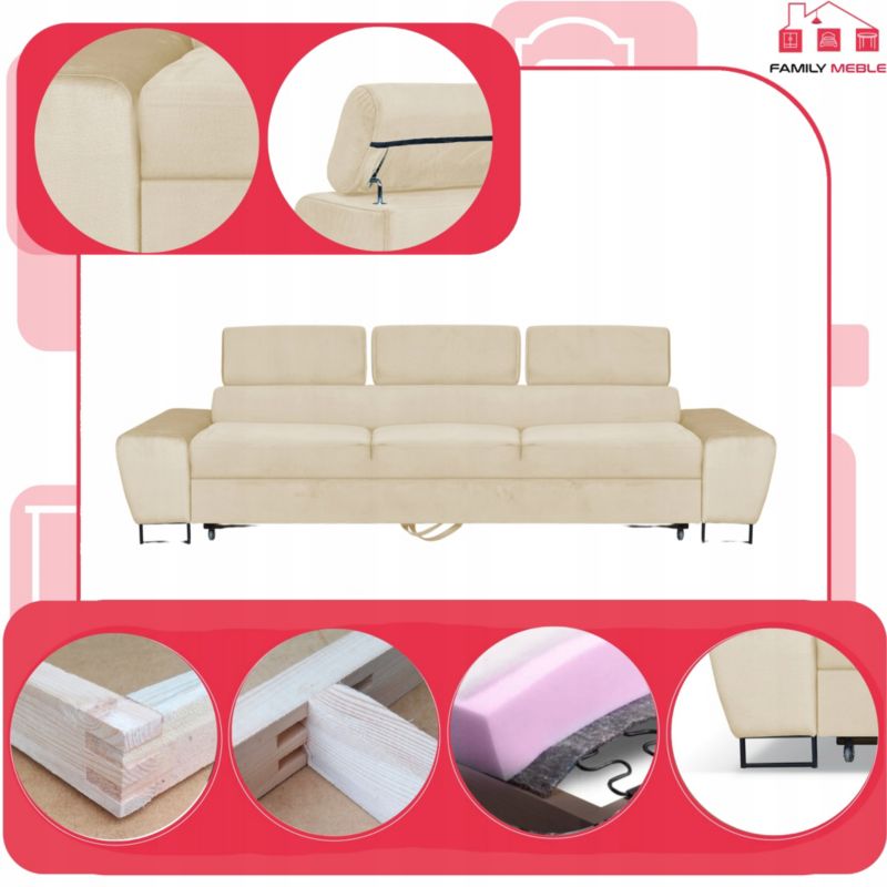 Sofa kanapa do salonu rozkładana  Family Meble Bosso beż 1szt