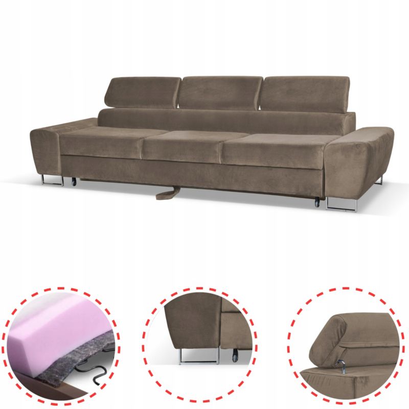 Sofa kanapa do salonu rozkładana  Family Meble Bosso brąz 1szt