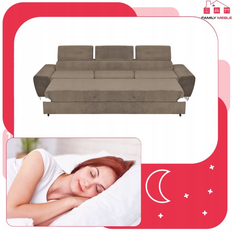 Sofa kanapa do salonu rozkładana  Family Meble Bosso brąz 1szt