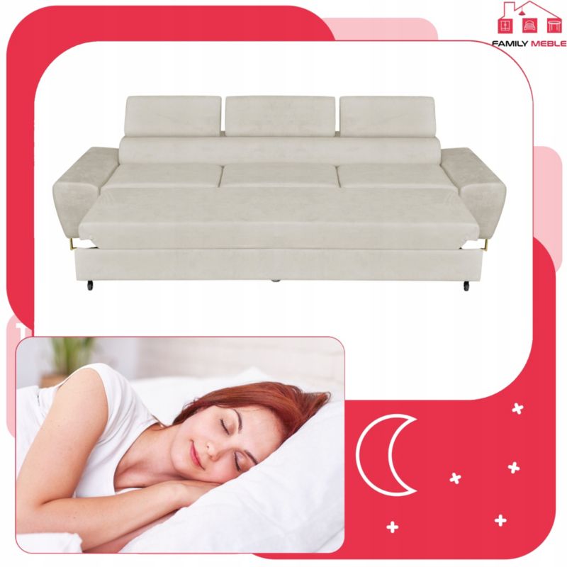 Sofa kanapa do salonu rozkładana Family Meble Bosso szara 1szt