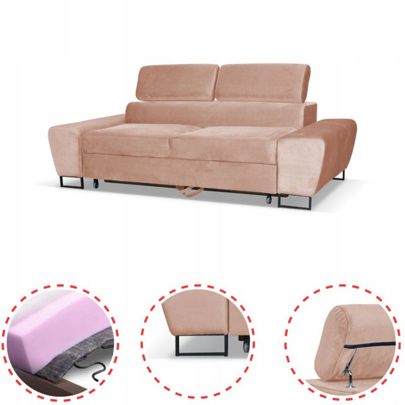 Sofa kanapa do salonu rozkładany Family Meble Bosso róż 1szt