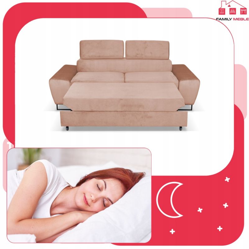 Sofa kanapa do salonu rozkładany Family Meble Bosso róż 1szt
