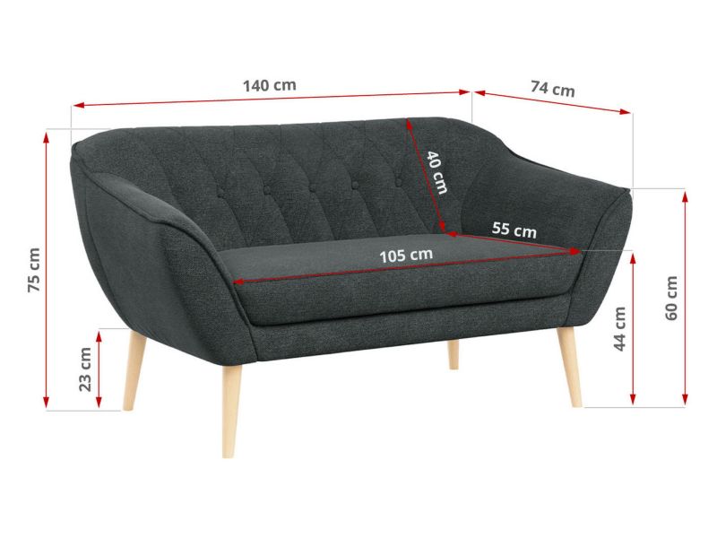 Sofa MKS Meble PIRS 2 ciemnoszary struktura 1szt.