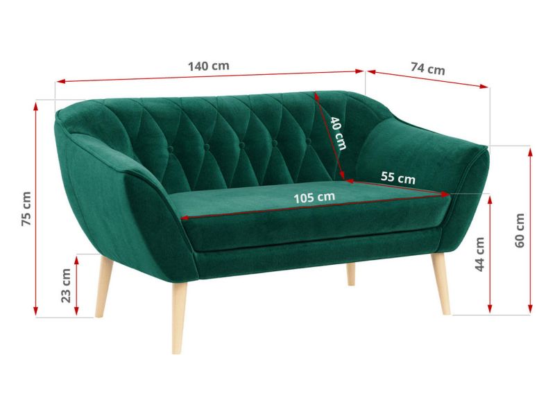Sofa MKS Meble PIRS 2 ciemnozielony welwet 1szt.