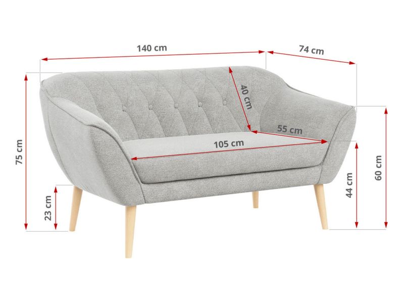 Sofa MKS Meble PIRS 2 jasnoszary struktura 1szt.