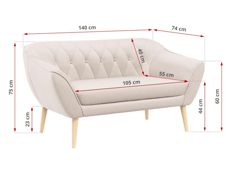 Sofa MKS Meble PIRS 2 kremowy welwet 1szt.