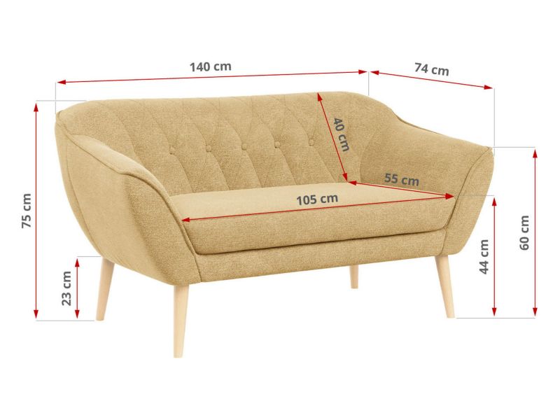 Sofa MKS Meble PIRS 2 musztardowy struktura 1szt.