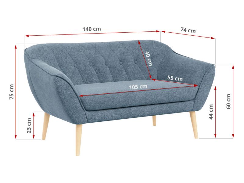 Sofa MKS Meble PIRS 2 niebieski struktura 1szt.