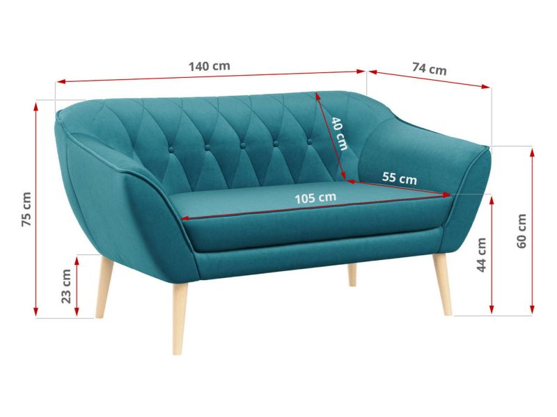 Sofa MKS Meble PIRS 2 turkusowy welwet 1szt.