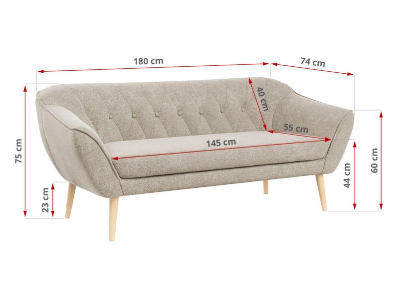 Sofa MKS Meble PIRS 3 beżowy struktura 1szt.