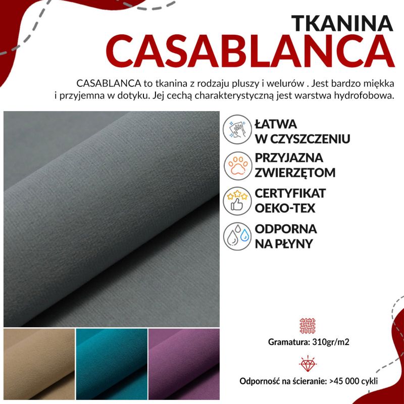 Sofa MKS Meble PIRS 3 ciemnoszary welwet 1szt.
