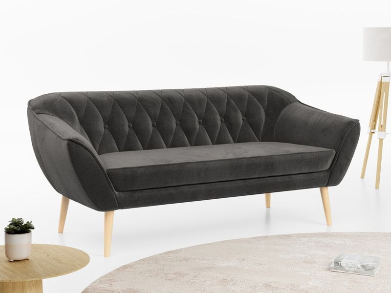 Sofa MKS Meble PIRS 3 ciemnoszary welwet 1szt.