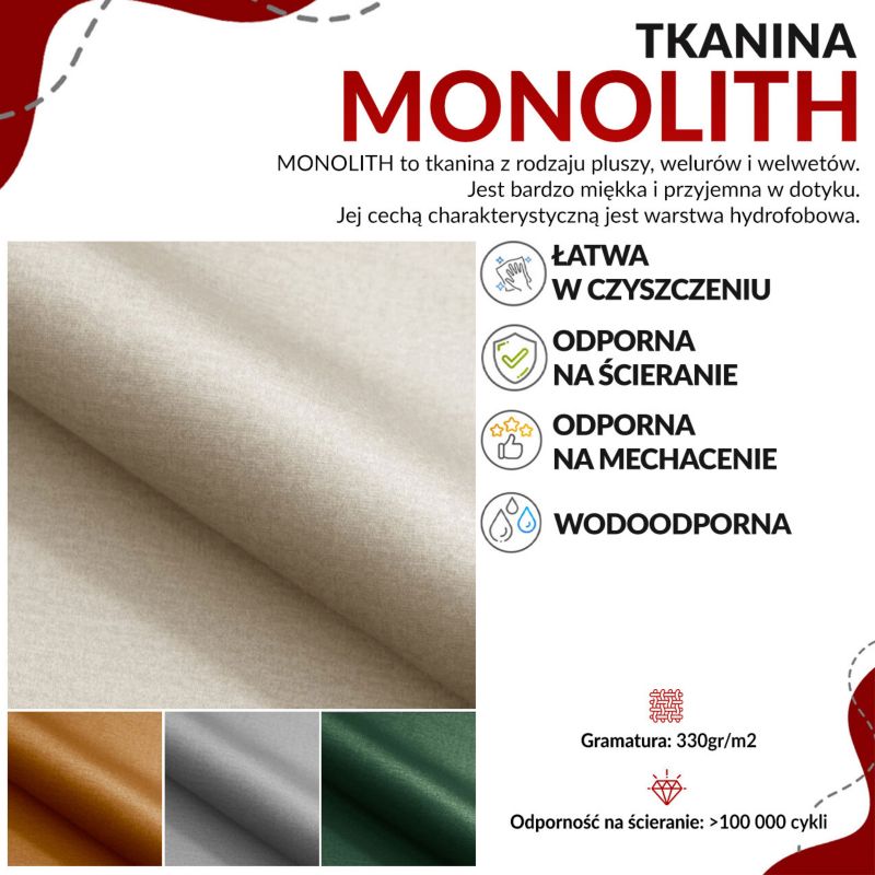 Sofa MKS Meble PIRS 3 ciemnoszary welwet 1szt.