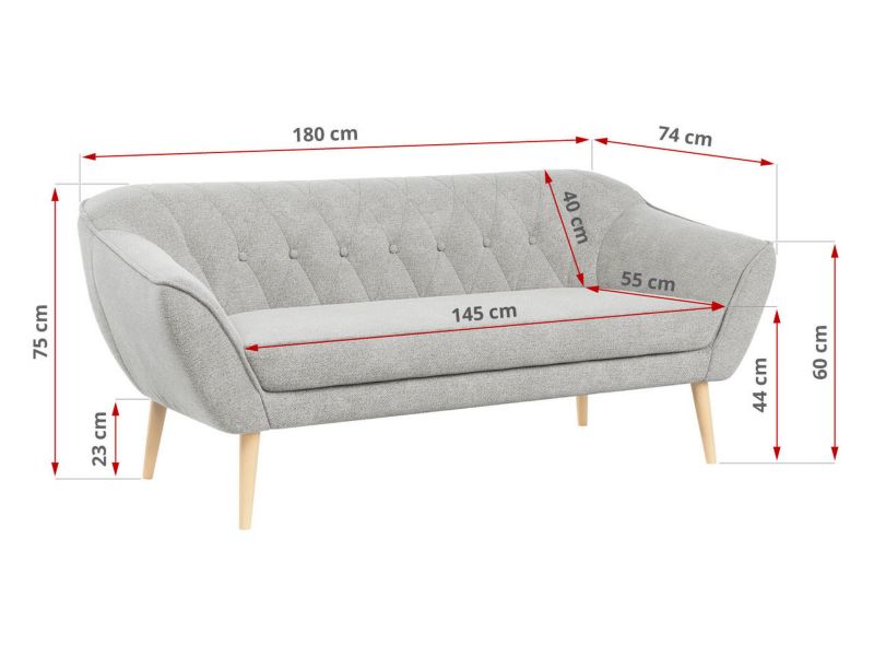 Sofa MKS Meble PIRS 3 jasnoszary struktura 1szt.