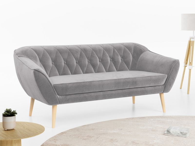 Sofa MKS Meble PIRS 3 jasnoszary welwet 1szt.