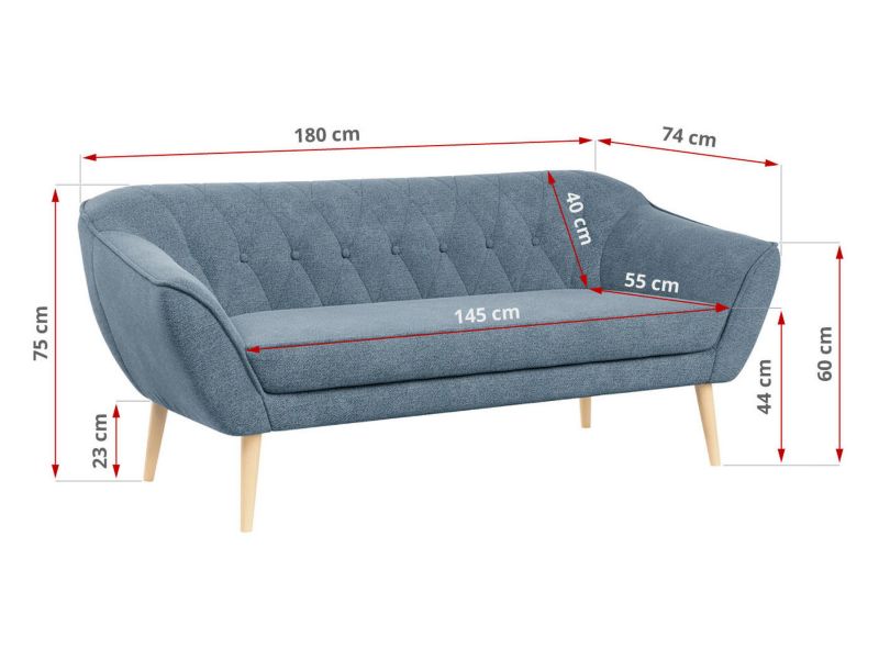 Sofa MKS Meble PIRS 3 niebieski struktura 1szt.