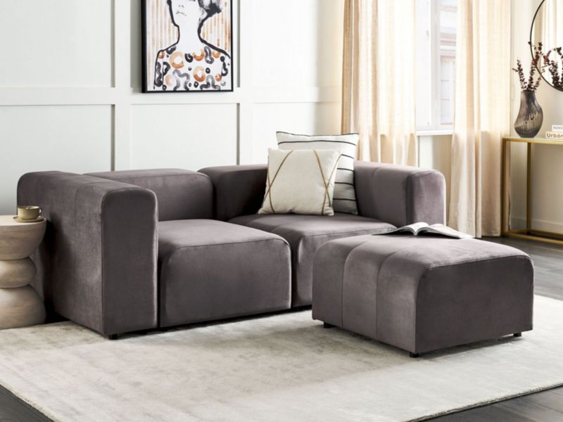 Sofa modułowa 2-osobowa welurowa z otomaną ciemnoszara Falsterbo 1 kpl