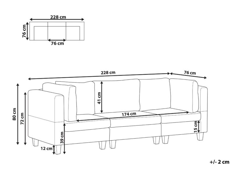 Sofa modułowa 3-osobowa niebieska Unstad 1 kpl