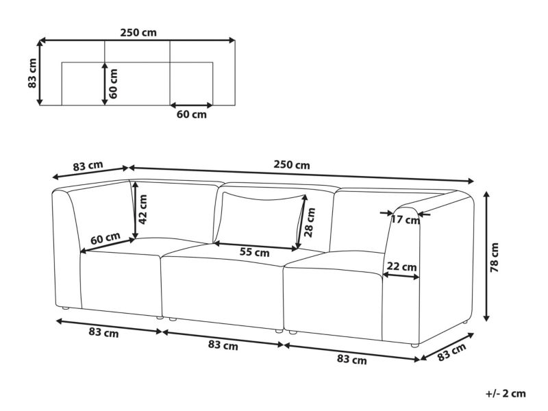 Sofa modułowa 3-osobowa sztruksowa złamana biel Lemvig 1 kpl