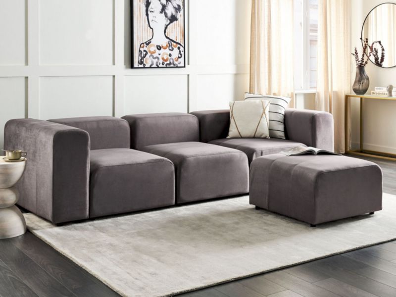 Sofa modułowa 3-osobowa welurowa z otomaną ciemnoszara Falsterbo 1 kpl